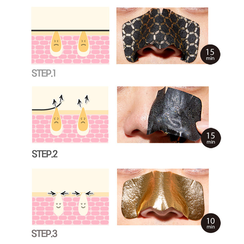 [Holika Holika] 3-Step Black Head Honey Gold Kit